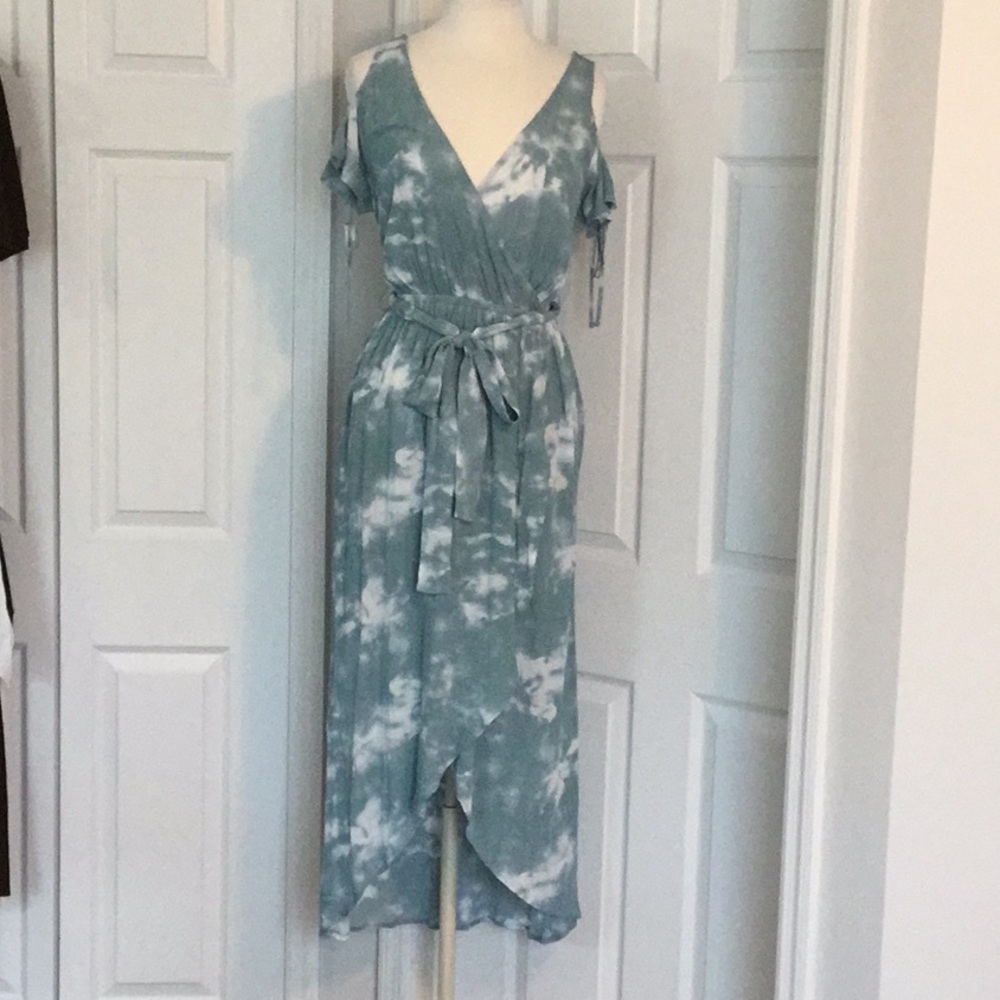 Blue Tie Dye Wrap Dress